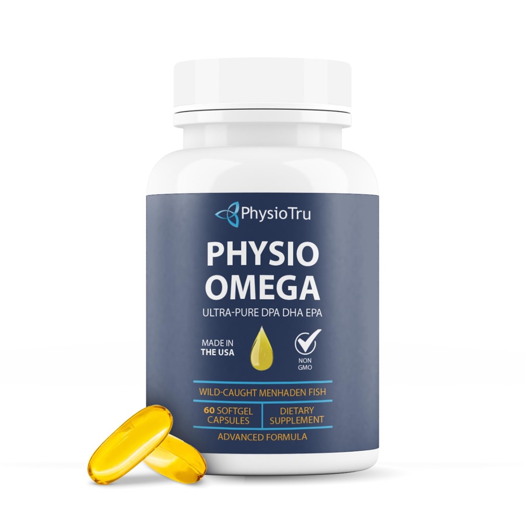Omega 3 지방산 보충교재를 가진 Physio 오메가 2400mg 물고기 기름 - 성인을 위한 심장 & 뇌 건강 보충교재 - 비 GMO, Burpless, 가벼운 감귤류 풍미, 지속적으로 Sourced - 60 Softgels, 30 일 공급