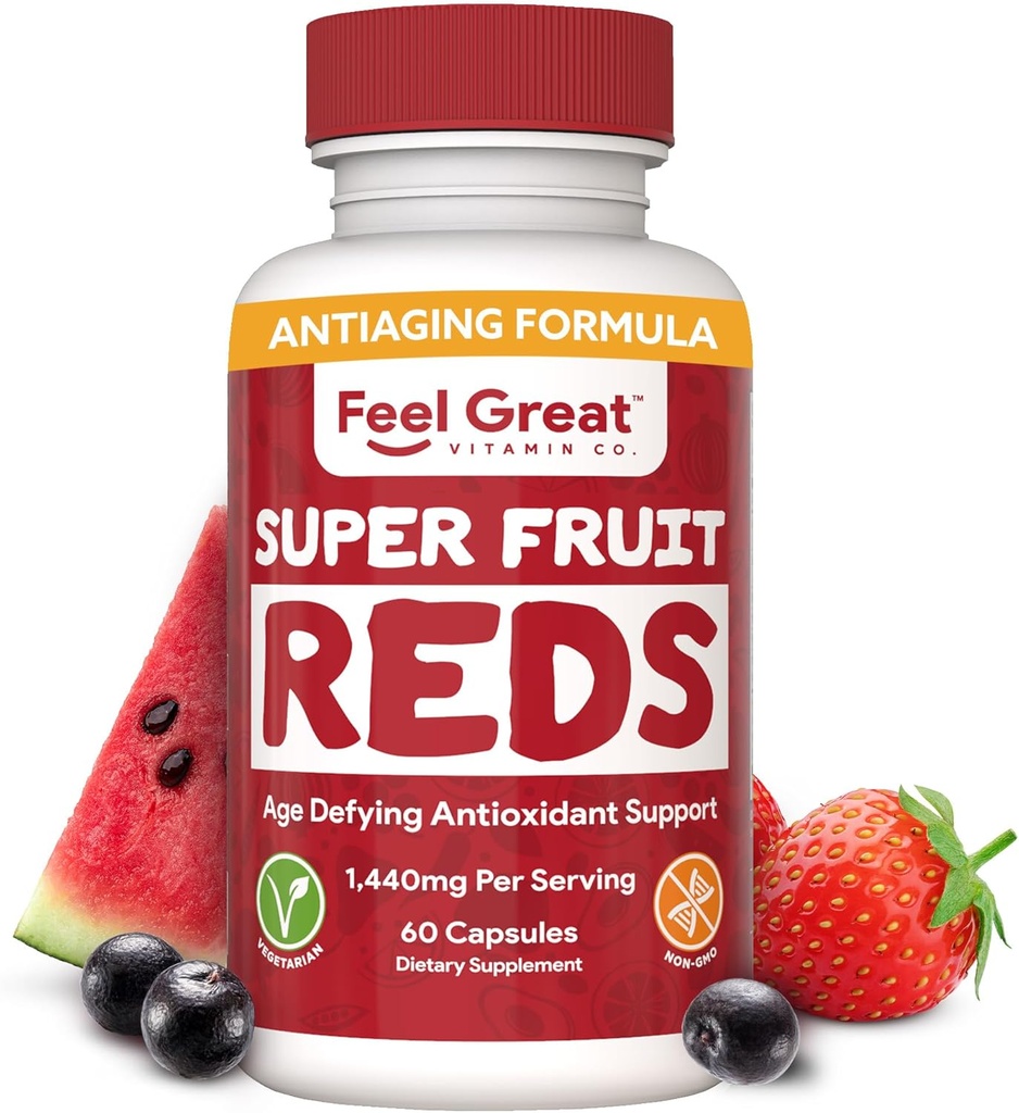 훌륭한 비타민 Superfruit Reds 느낌 – Anti-Aging & Immune Support – Acai, Mangosteen, Pomegranate, Blueberry & Much More – 60 캡슐에 대한 폴리 페놀과 산화 Superfood