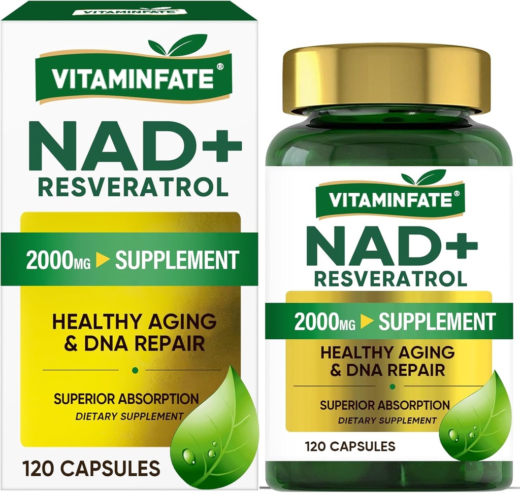 NAD+ 보충교재 2000 mg - 120의 캡슐 진실한 NAD+ & Resveratrol의 NMN 대안 지원 노화 방지, 세포 에너지 & 수선, 남성 & 여성을 위한 대사 Boost