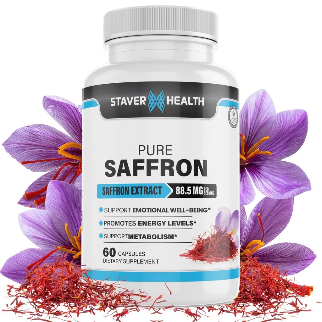 순수한 Saffron 추출물 캡슐, 88.5 mg, Mood 증진을 위한 60의 Veggie 캡슐, 및 에너지 지원