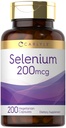 Carlyle Yeast Free Selenium 200 mcg | 200 캡슐 | L-Selenomethionine Essential Mineral | 채식주의, 비 GMO 및 글루텐 무료 보충