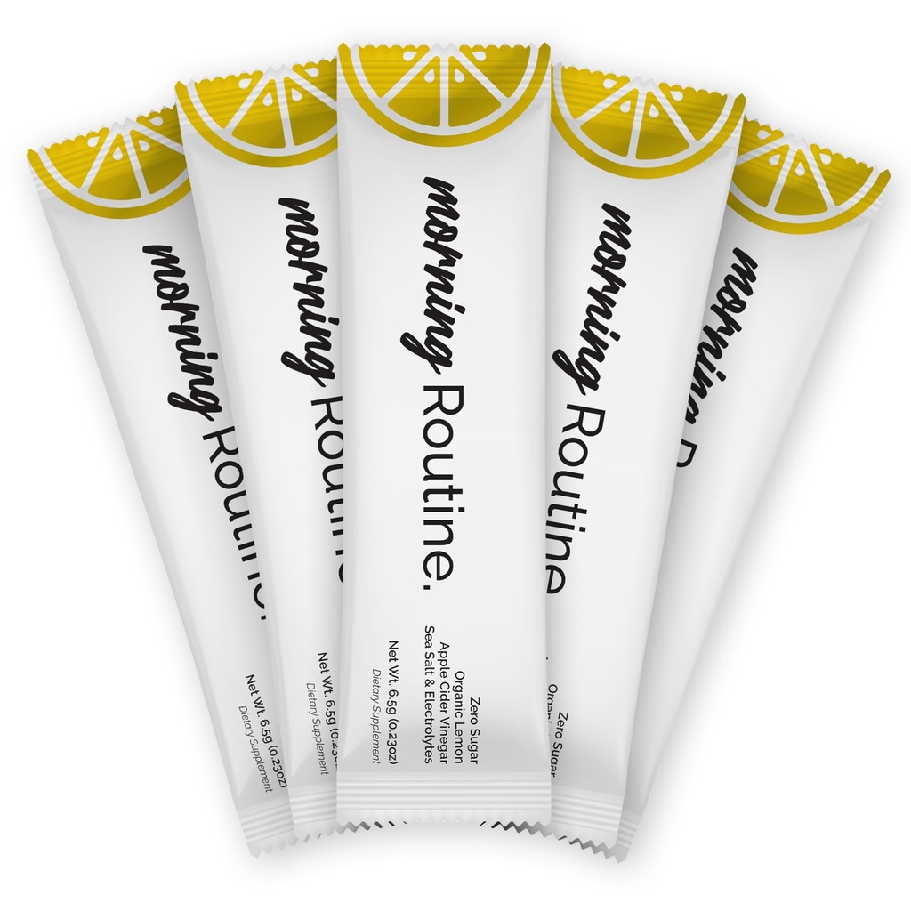 ROUTINE Morning Daily Hydration | Apple Cider Vinegar, Lemon, Sea Salt의 전해질 파우더 패킷 | Keto & Paleo-Friendly Electrolyte Drink Mix (5 Pack)