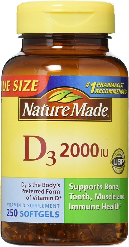 Nm Vit D 2000iu 크기 250ct 성격은 비타민 D 2000iu 250ct를 만들었습니다