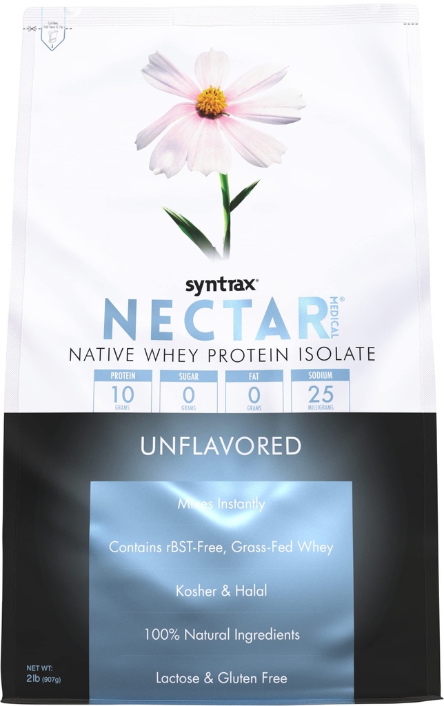 Syntrax 영양 Nectar 의학, 모든 자연적인 Whey Protein Isolate, Unflavored, 2 lbs. (2 파운드, Unflavored)