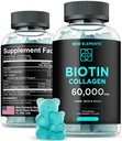 Biotin & Collagen Peptides Gummies - 50,000mcg 교원질 + 10,000mcg Biotin | 남자 & 여자를 위한 머리, 피부 & 못 지원 | 머리 성장, Glowing 피부 & 강한 못 | 비 GMO, Chewable, 중대한 맛