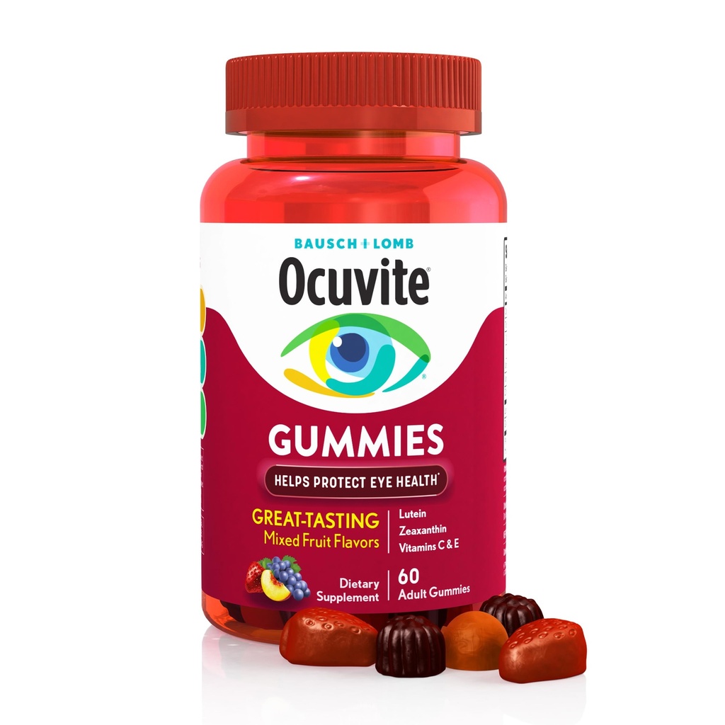 Ocuvite 눈 비타민 & 무기물 보충교재, 아이를 위한 거미 Multivitamin, 아연, 비타민 C & E, Lutein & Zeaxanthin 보충교재 성인, 60의 Gummies