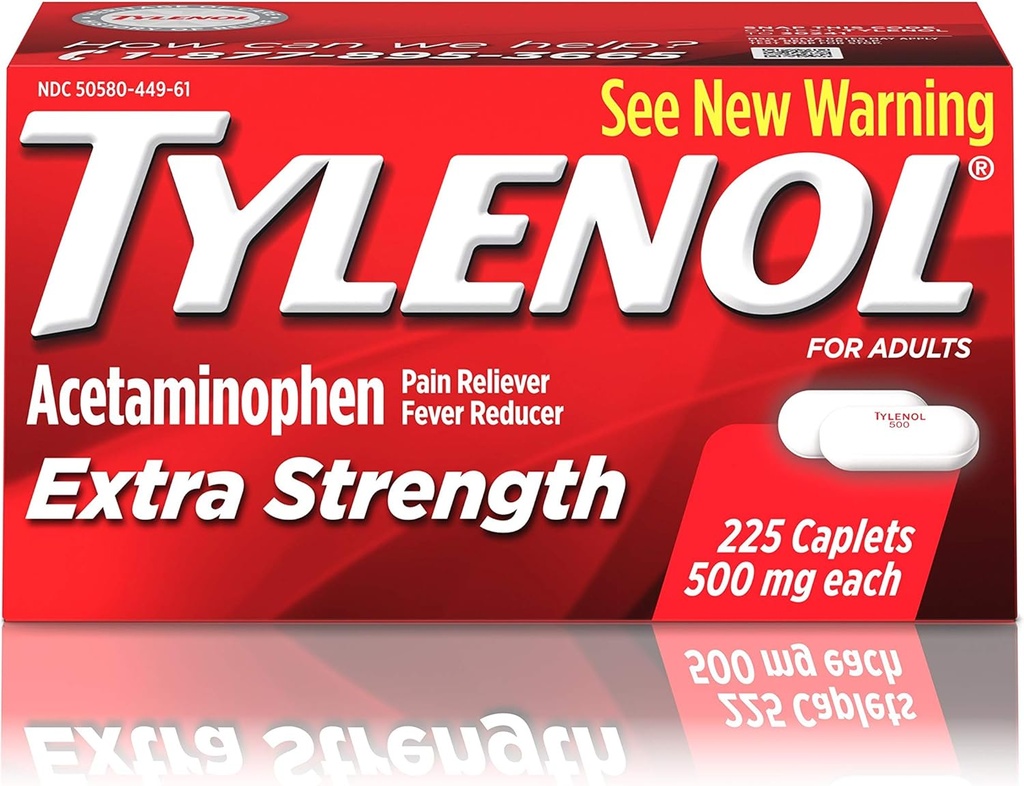 500 mg Acetaminophen, 고통 Reliever & Fever 흡진기를 가진 Tylenol 여분 힘 모자를 씌우기, 두통을 위해, Backache & Menstrual 고통 기복, 225 ct
