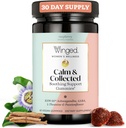 Winged Wellness Calm & Collected, 스트레스 완화 Gummies - KSM-66 Ashwagandha, L-Theanine, GABA & Passionflower - Vegan & Gluten-Free Gummy - 라즈베리, 42 카운트와 스트레스 지원 보충