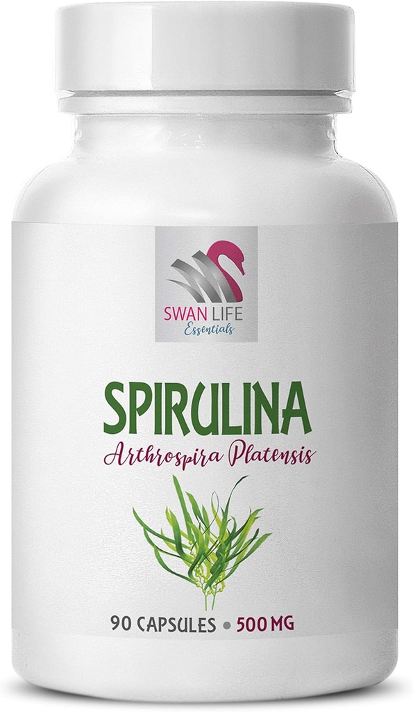 파란색 spirulina 캡슐 - spirulina 파란색 - SPIRUILINA 500MG - spirulina 정제 - spirulina 및 chlorella 분말 유기, Spirulina 초본 보충 교재, 에너지 비트 spirulina 염소 정제 1bottle