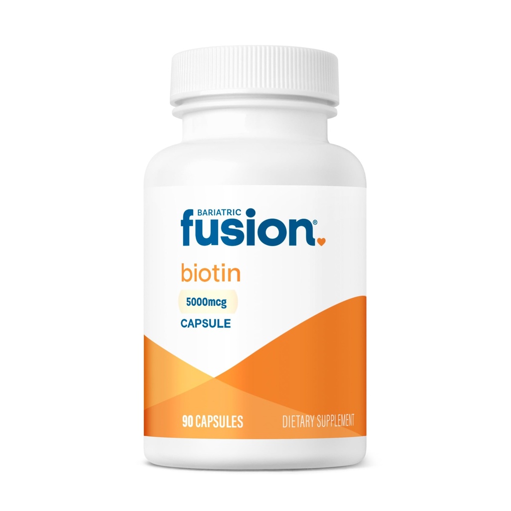 Bariatric Fusion Biotin 5000mcg 비타민 | 모발 성장을위한 삼키기 캡슐 Biotin 보충교재 | 90 개 | 3 개월 공급