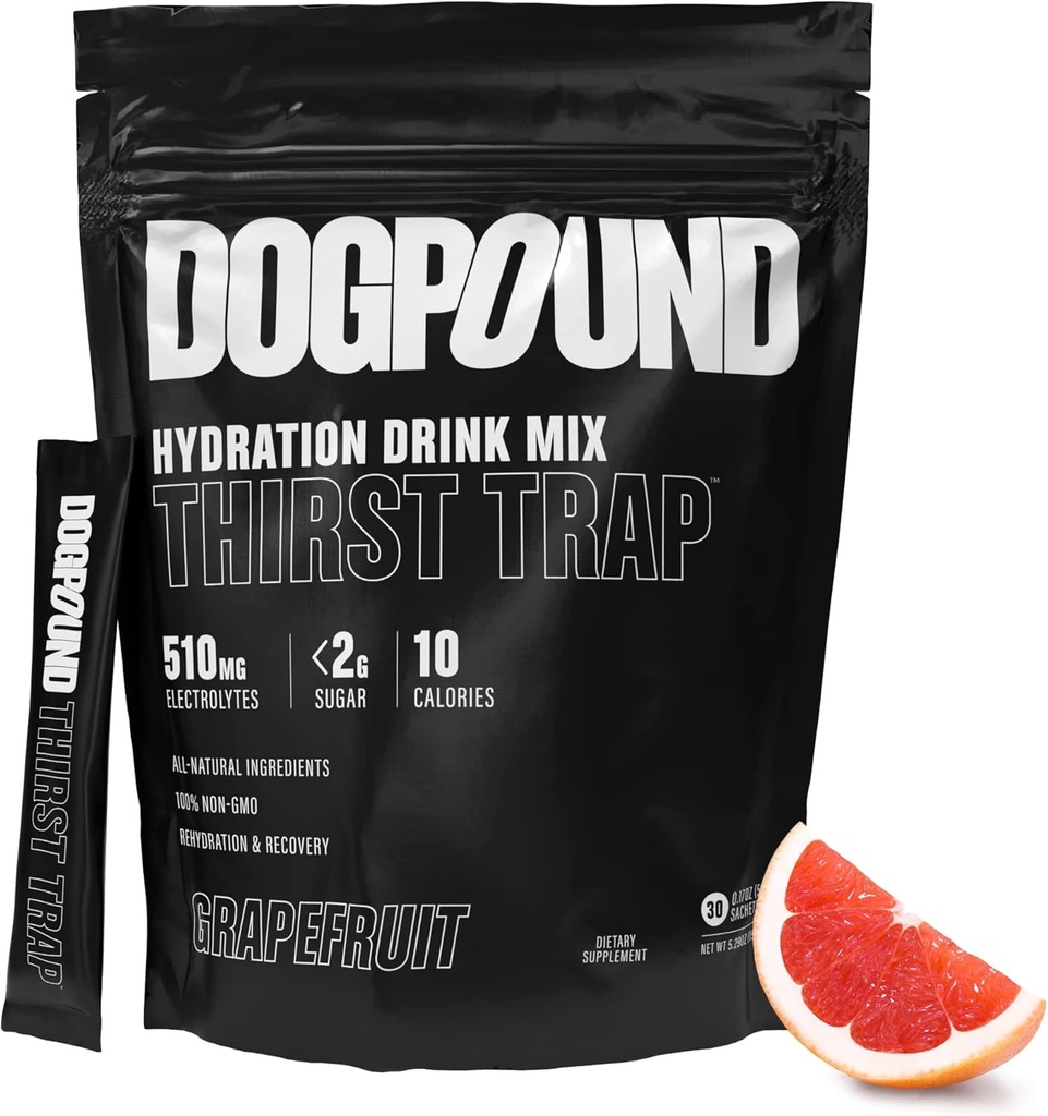 DOGPOUND Thirst Trap | 히어로션 보충교재 | 운동&야생 회복을 위한 전해질 음료 믹스 | 자몽 | 10 칼로리 | 30 쉬운 오픈 스틱
