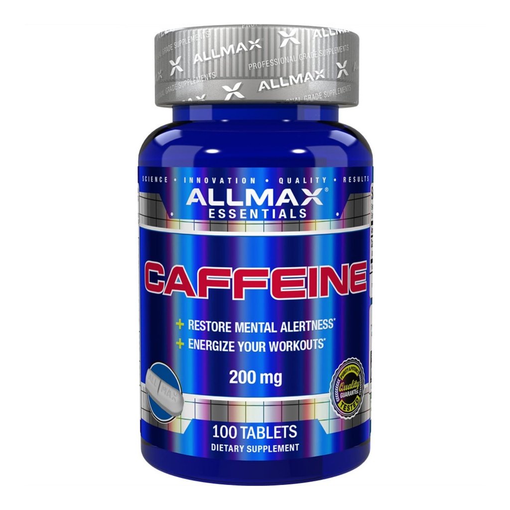 ALLMAX 영양 카페인 알약, 지속된 에너지 & 전 - 운동 정신 초점, 빠른 흡수 & 채식주의자, 200 mg의 100개의 정제