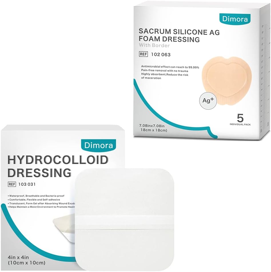 Hydrocolloid 부상 드레싱, 10 팩 매우 얇은 4" x 4" + Ag는 Sacrum 거품 부상 드레싱 붕대 실리콘 접착제 국경 7" x7”