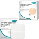 Hydrocolloid 부상 드레싱, 10 팩 매우 얇은 4" x 4" + Ag는 Sacrum 거품 부상 드레싱 붕대 실리콘 접착제 국경 7" x7”