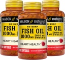 Mason 자연적인 Burp 물고기 기름 1000 mg Omega, 3 300 mg의 지원 정상적인 심장 건강, 100 Softgels (포장 3)