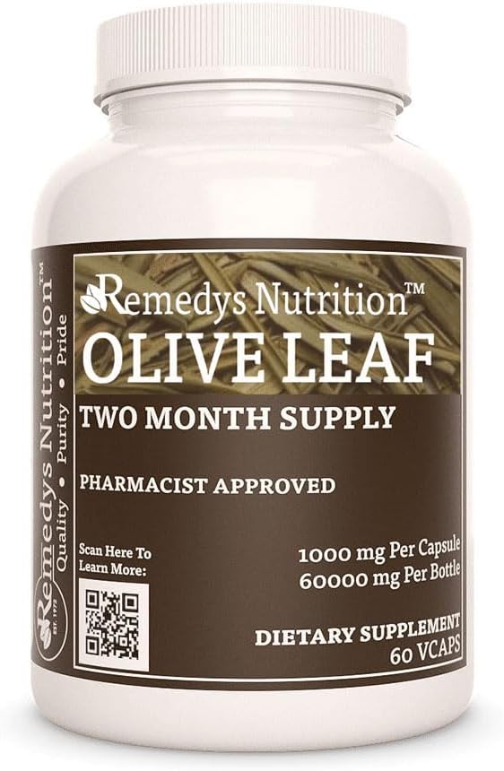 Remedy의 영양 올리브 리프 | 1,000 mg, 60 Vegan 캡슐 초본 다이어트 보충 | 2 개월 공급