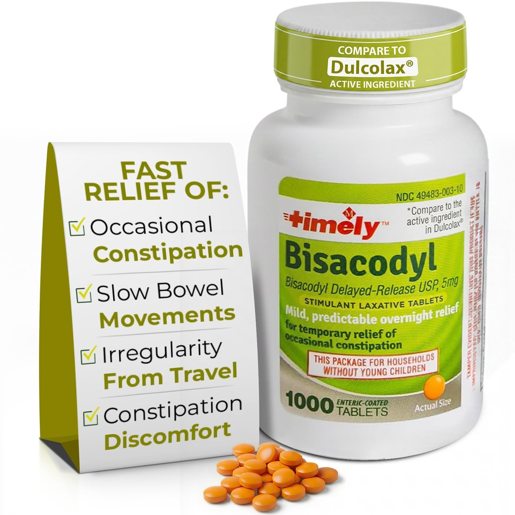 적시 Laxative Bisacodyl 5mg 정제 - 변비 빠른 행동 & Gentle를 위한 자극제 지연제 - 성인 -1000 정제를 위한 하룻밤 변비 기복