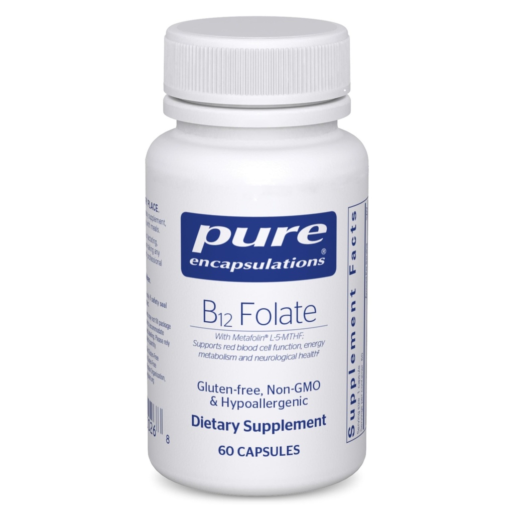 Pure Encapsulations B12 Folate - Nerves, Energy Metabolism & Cognitive Support*를 지원하는 에너지 보충 - 비타민 B Folate로 Metafolin - 60 캡슐