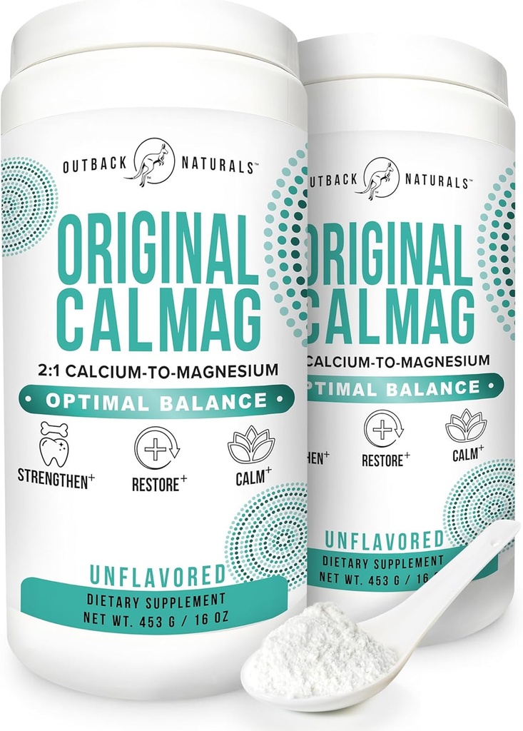 높은 흡수 2 : 1 CalMag 칼슘과 마그네슘 시트레이트 보충 - 순수한 칼슘 말레이트 분말 - 스트레스 완화, 수면 및 뼈 강도 지원 - 미네랄 음료 - 불타지 않는 16.5 온스 (팩 2)
