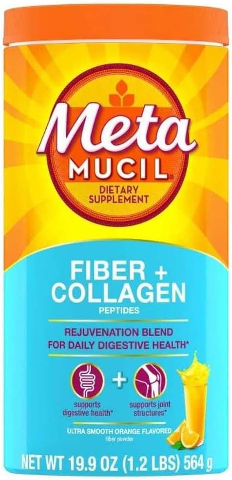 Metamucil 섬유 + 교원질 펩티드 분말 - 오렌지 - 19.9oz