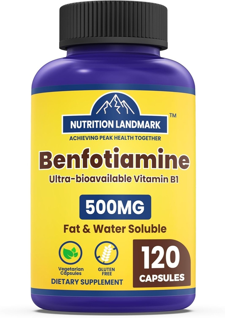 Benfotiamine, 500 mg의 살타민, 건강한 대사, 매우 생물 사용 비타민 B1, 높은 힘, 글루텐 자유로운, 비 GMO, 채식주의자, 120의 캡슐의 지방 수용성 모양