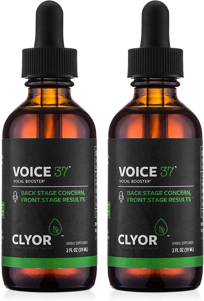 CLYOR Voice37 - 가수 음성 Remedy - 2 팩 모든 자연 초본 Vocal 부스터 공식은 소오테를 윤활하고 호르세네스 건조 Itchy Throat - 강화 노래와 말하기 - 2 온스 - VOICE37