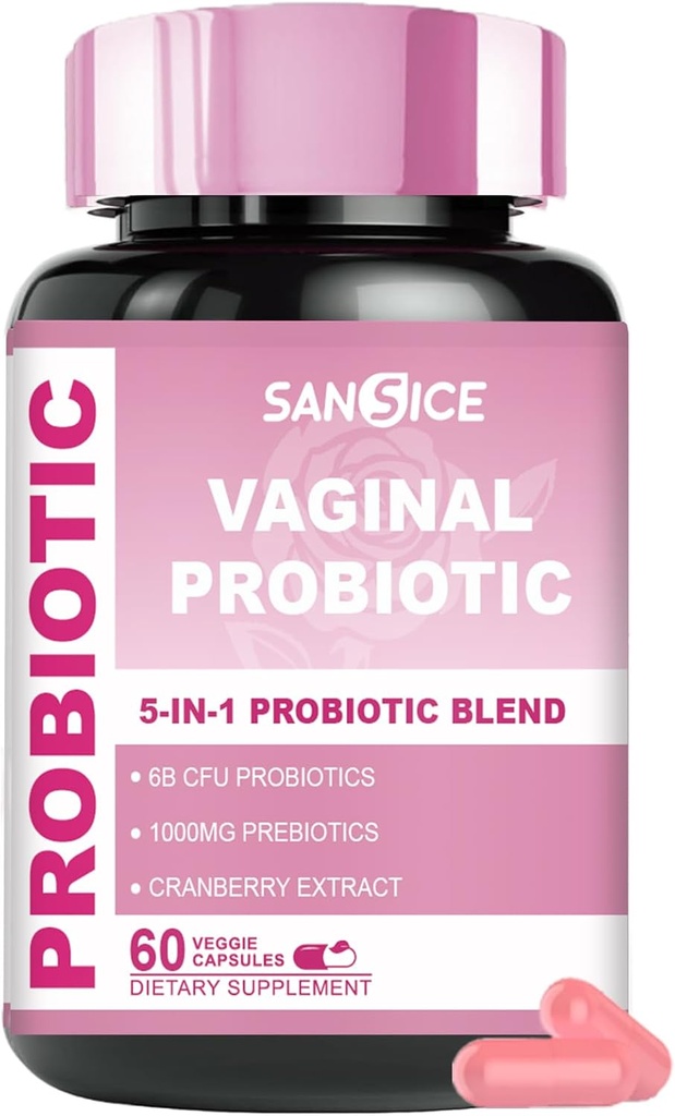 여성을 위한 질 Probiotics 보충교재, 70mg 여성 V-Probiotic 혼합 (6B CFU), 질 냄새를 위한 Prebiotic & Cranberry 추출물을 가진 Lactobacillus, PH 균형, 유기 Prebiotic 보충교재 (60의 캡슐)
