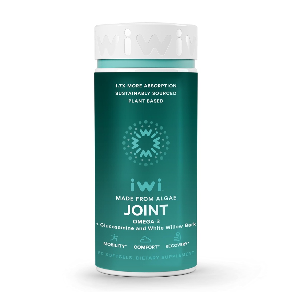 Iwi Life Joint Omega-3, 60 Softgels (30 서빙), Glucosamine, Mobility Support Dietary Supplement, Krill & Fish Oil Alternative, No Fishy Aftertaste와 식물 기반 조류 오메가-3
