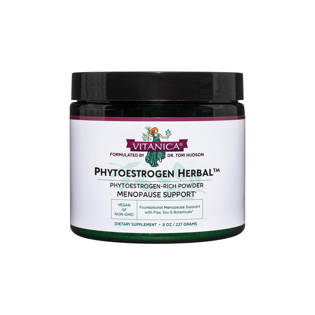 Vitanica Phytoestrogen 초본 비 GMO PMS의 여자, 호르몬 균형, 밤 땀 & 뜨거운 섬광 기복, 콩 Isoflavones, Vegan, 분말 8 Oz (Phytoestrogen 초본)를 위한 폐 기복 보충교재