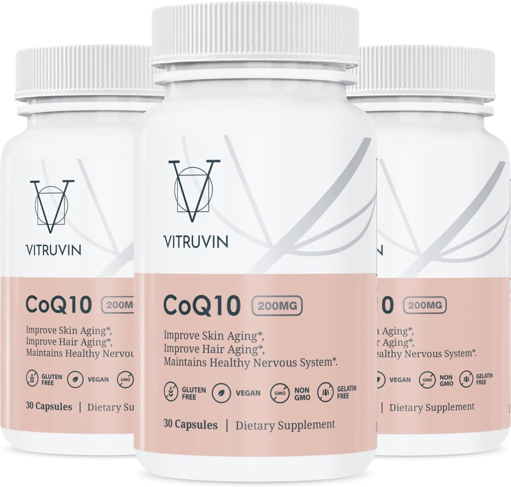 Vitruvin Ubiquinol COQ10 - Coenzyme Q10 Ultra-absorbable, 관과 심장 건강, 건강한 피부 및 머리, 건강한 시효를 위한 co q 10 산화 방지제 보충교재