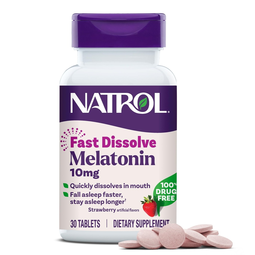 Natrol 빠른 용해 Melatonin 10 mg의 성인을 위한 잠 지원