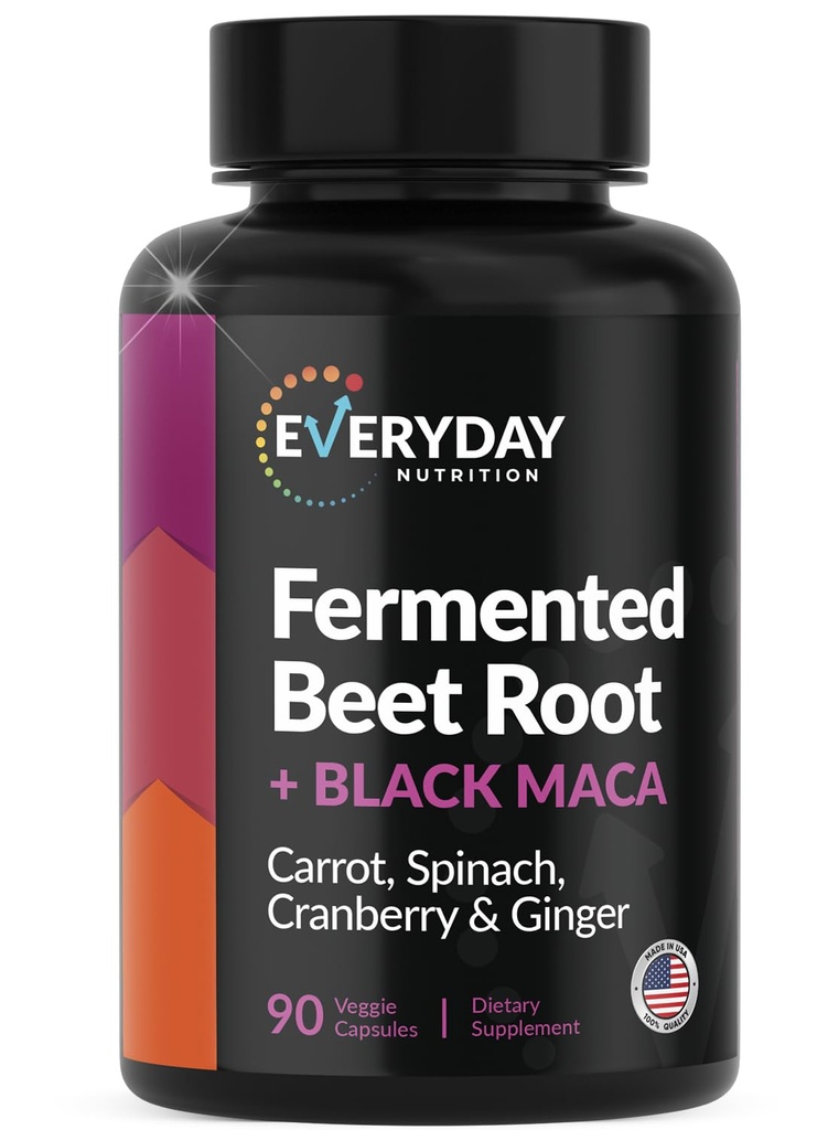 Organic Fermented Beet Root, Black Maca, Carrot, Spinach, Cranberry, Ginger |여성 및 남성용 전 건강 | 미국에서 제작 | 90 Veggie Capsule