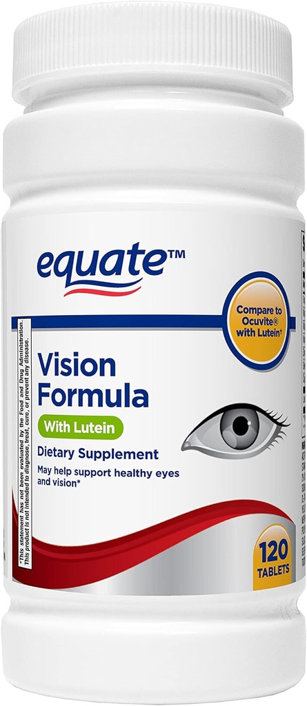 Equate - Lutein, Eye Health Vitamin 및 Mineral Supplement, 120 정제와 비전 포뮬러