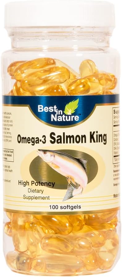 오메가-3 살몬 왕 물고기 기름 1000mg 100softgels - 높은 힘 EPA/DHA. 오메가-3 지방산