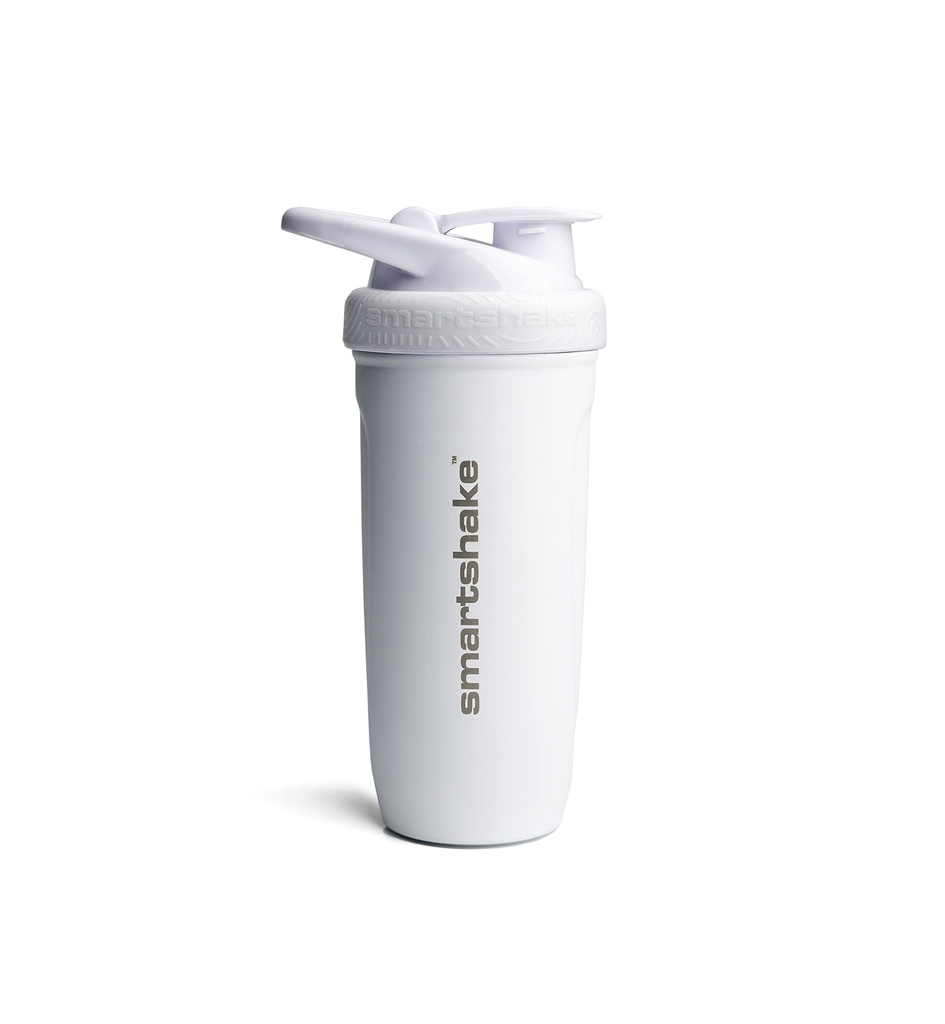 Smartshake 강화 스테인레스 스틸 단백질 셰이커 병 - 비 절연 Unisex 체육관 병 | 금속 셰이커 병 - 900 ml | 30 oz - 누설 나사 - 뚜껑 - DEHP & BPA 무료 (흰색)