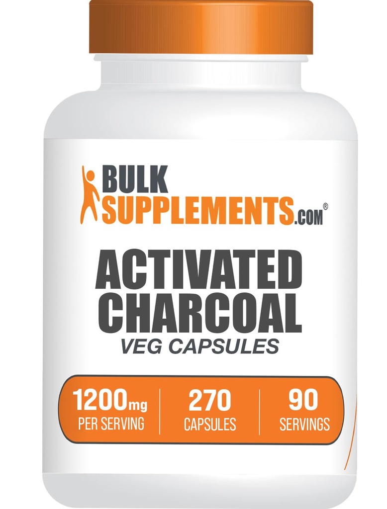 BulkSupplements.com 활성화 된 목탄 캡슐 - 코코넛 목탄, Kidney 지원을위한 활성화 된 목탄, 활성화 된 목탄 알약 - 채식 당 3 캡슐 (1200mg), 270 Veg 캡슐