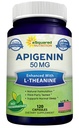 aSquared 영양 Apigenin 50mg & L-Theanine 200mg - 120 캡슐 - 수면과 휴식을위한 Apigenin 보충 알약 - Chamomile Tea에서 발견 된 천연 Bioflavonoid 추출물