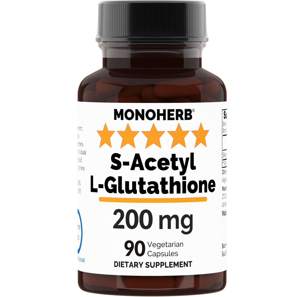 MONOHERB S-Acetyl L-glutathione 200mg - 90 채식 캡슐
