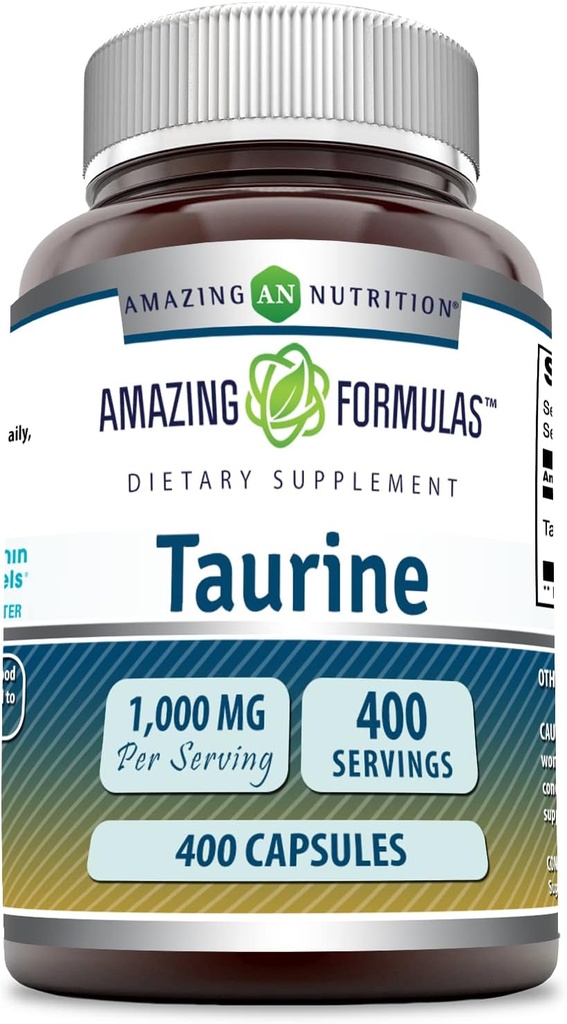 놀랄만한 수식 타우린 1000mg 캡슐 아미노산 보충교재 | Non-GMO | 글루텐 프리 | 미국에서 제작 (400 Count)
