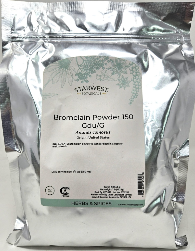 Bromelain 분말 150gdu - Ananas comosus, 1 lb, (Starwest 식물)