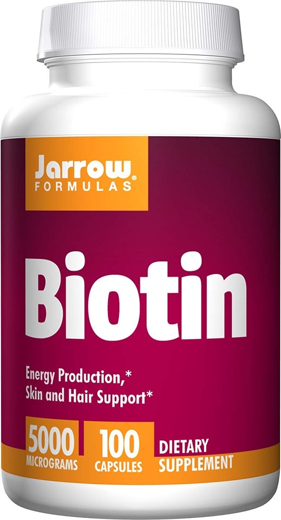 Jarrow Formulas Biotin 5000 mcg - 100 Veggie Caps, 2 팩 - 지원 피부 & 머리 성장, lipid Metabolism & 에너지 생산 (ATP) - 200 총 서빙