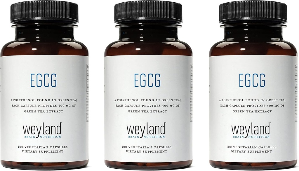 EGCG | 녹차 추출물 | 400 mg - 산화제 보충교재 | Vegan, 글루텐 프리 | 100 채식 캡슐 (포장 3)