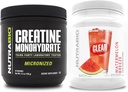 NutraBio Creatine Monohydrate, Unflavored, (150 g) 및 Clear Whey Protein Isolate, (Watermelon Breeze) 보충 번들 - 근육 에너지, 최대 성장, 회복 및 힘