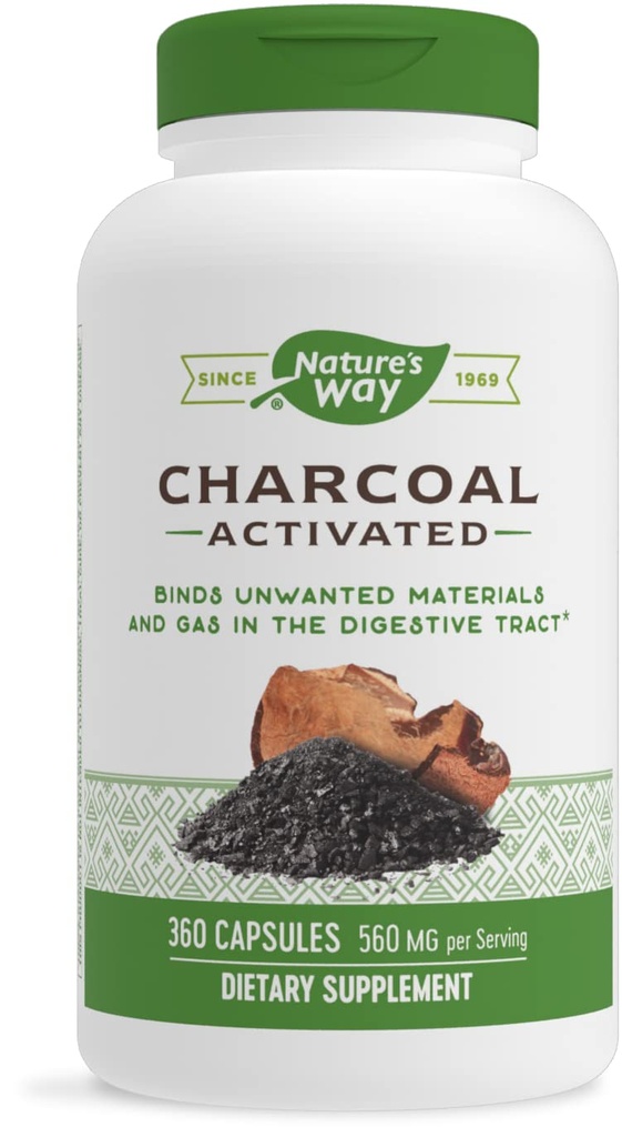 자연의 방법 활성화된 목탄, Binds는 소화 Tract*에 있는 물자 그리고 가스, 2 캡슐 서빙 당 560 mg, 360의 캡슐 (포장 May Vary)