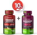 ORZAX 인삼, 30 % 인삼, 프리미엄 120 야채 캡슐 및 엘더 베리 캡슐, 2000mg 60 식물성 캡슐, 번들