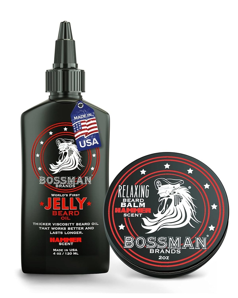 Bossman Beard 기름 젤리와 Relaxing Beard Balm 콤보 - 해머 냄새