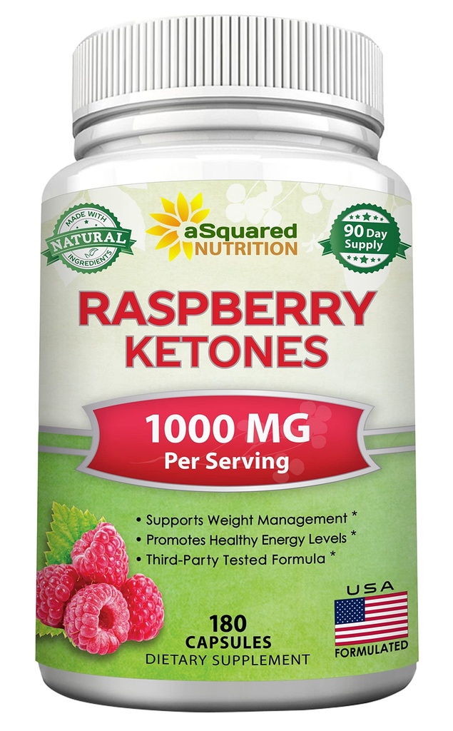 aSquared 영양 자연적인 라즈베리 Ketones 1000mg-180 캡슐 무게 손실 보충교재, 최대 힘 플러스 식욕 억제제 규정식 환약, 순수한 에너지 & 물질 대사를 밀어주는 우수한 Lean 건강 분말