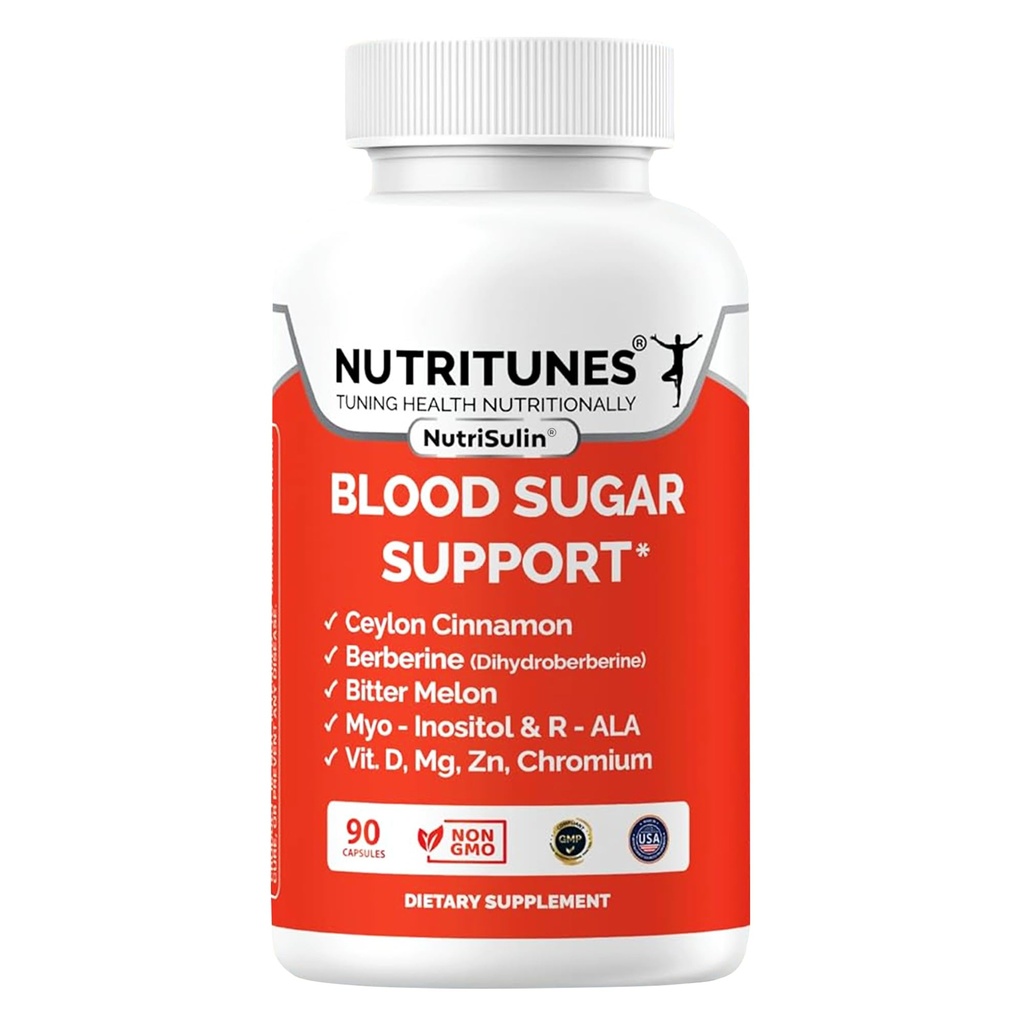 Berberine, Ceylon Cinnamon, Panax Ginseng & Chromium과 혈액 설탕 복합체 - 건강한 설탕 대사를 지원합니다 - 90 NutriSulin 보충 캡슐