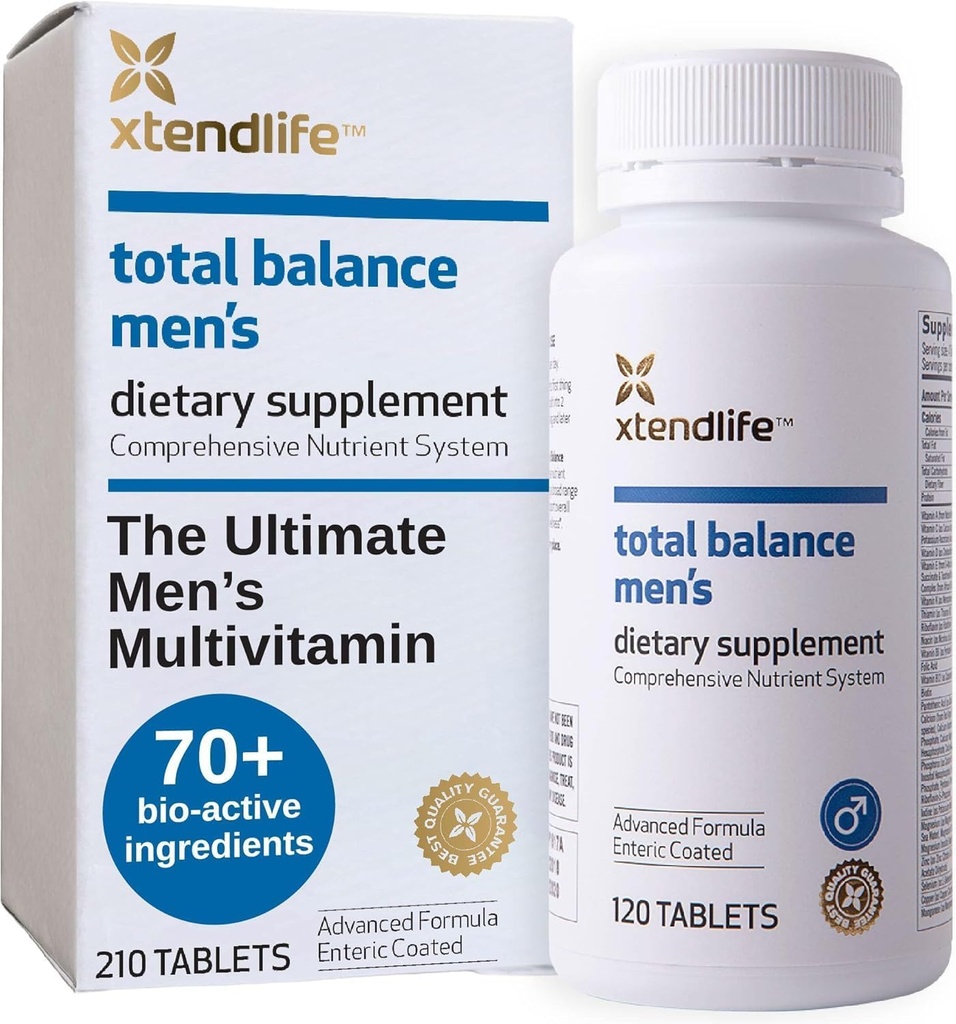 Xtendlife 총 균형 남자의 다비타민 Immune, 심장, 소화 및 세포 건강 - 매일 지원 - 70 + 영양사 & 무기 - 30 일 공급