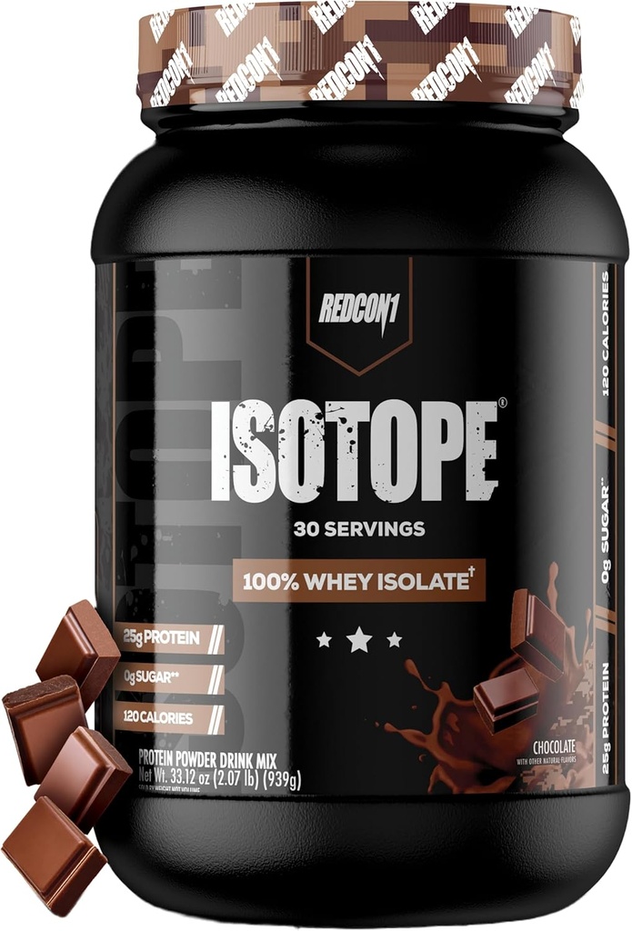 REDCON1 Isotope 100 % Whey Isolate, 초콜릿 - Keto Friendly Whey Protein Powder - 낮은 Carb + Zero 추가 설탕 Whey Protein Isolate - Keto Protein Powder (30 인분)